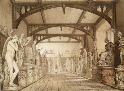 Die Skulpturengalerie in den Prüfungsschulen, Oxford, 1813 von William Westall