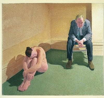 Zwei Figuren in der Ecke eines Raumes von William Wilkins