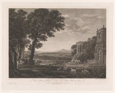 Landschaft mit dem Vater von Psyche, der für den Tempel des Apollo opfert von William Woollett