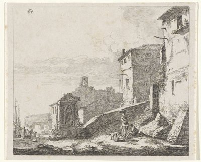 Ansicht eines Dorfes an einem Hafen von William Young Ottley (possibly)