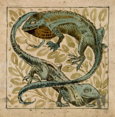 Eidechsen, Entwurf für eine Fliese von William de Morgan