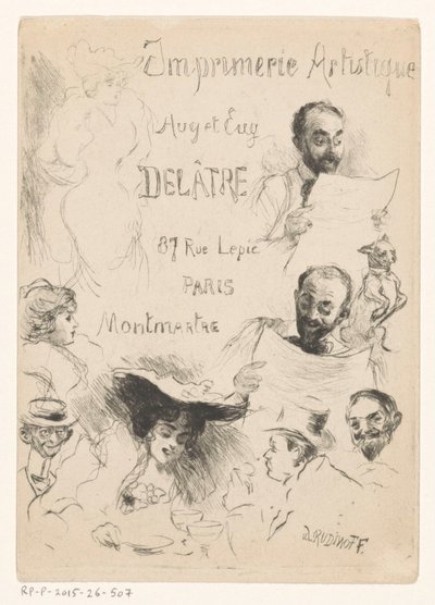 Visitenkarte des Druckers Eugène Delâtre in Paris von Willibald Wolf Rudinoff