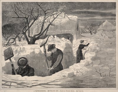 Ein Wintermorgen, - Schneeschaufeln, 1871 von Winslow Homer