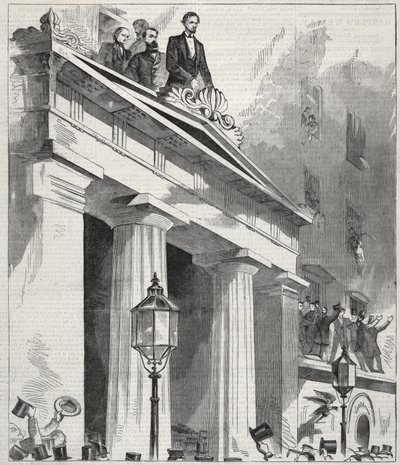 Abraham Lincoln, der gewählte Präsident, spricht zu den Menschen vom Balkon des Astor House, 9. Februar 1861 von Winslow Homer