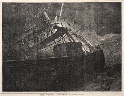 Auf See, Signalisieren eines vorbeifahrenden Dampfers von Winslow Homer