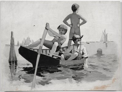 Jungen schwimmen, Gloucester Hafen von Winslow Homer