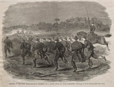 Angriff des ersten Massachusetts-Regiments auf eine Rebellen-Schützenstellung bei Yorktown, 1862 von Winslow Homer