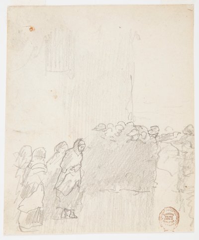 Männer und Frauen blicken aufs Meer, Cullercoats, England von Winslow Homer