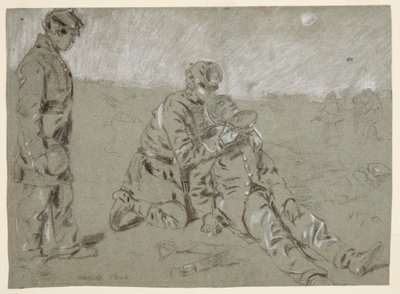 Soldat gibt einem verwundeten Kameraden Wasser, 1864 von Winslow Homer