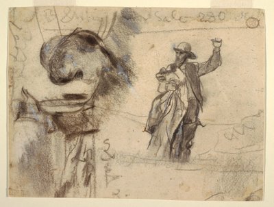 Zeichnung, Zwei Studien eines Matrosen mit erhobenem Arm (Studien für Der Ausguck - Alles in Ordnung und Das Wrack) von Winslow Homer