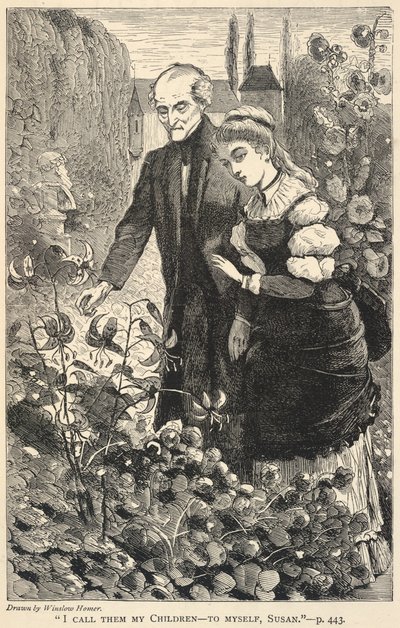 "Ich nenne sie meine Kinder - für mich selbst, Susan.", aus The Galaxy, Oktober 1869 von Winslow Homer