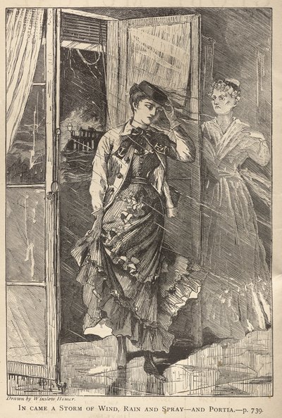 Ein Sturm aus Wind, Regen und Gischt kam herein - und Portia von Winslow Homer