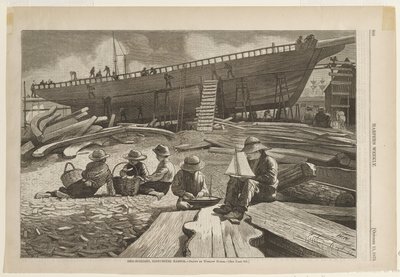 Schiffbau im Hafen von Gloucester von Winslow Homer