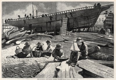 Schiffbau, Gloucester Harbor, 1873 von Winslow Homer