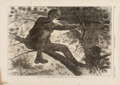 Die Armee des Potomac, ein Scharfschütze auf Wachposten, veröffentlicht in Harper
