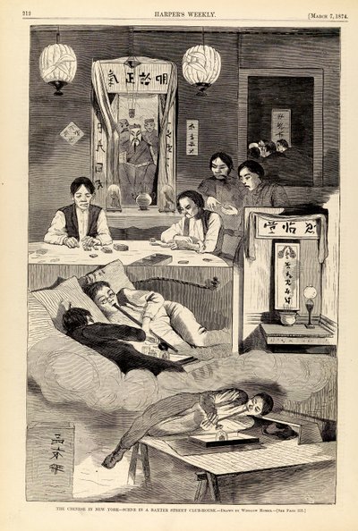 Die Chinesen in New York--Szene in einem Baxter Street Club-Haus, aus Harper