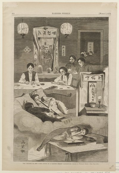 Die Chinesen in New York -- Szene in einem Baxter St. Clubhaus von Winslow Homer