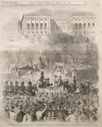 Der Einweihungszug in Washington passiert das Tor des Kapitolgeländes, 1861 von Winslow Homer