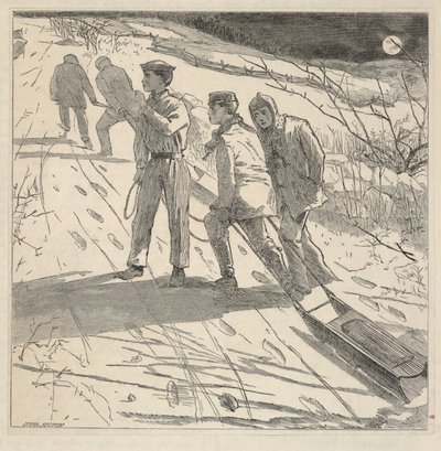Die Mitternachtsküste, aus The Riverside Magazine for Young People, Januar 1867 von Winslow Homer