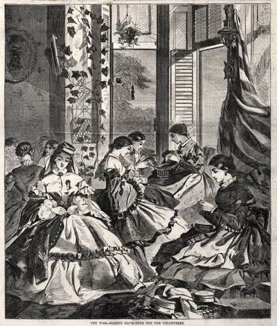 Der Krieg - Herstellung von Havelocks für die Freiwilligen, 1861 von Winslow Homer