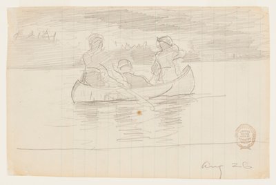 Drei Männer in einem Kanu, Il Manigne, Quebec von Winslow Homer