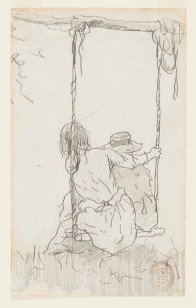 Zwei Mädchen auf einer Schaukel von Winslow Homer