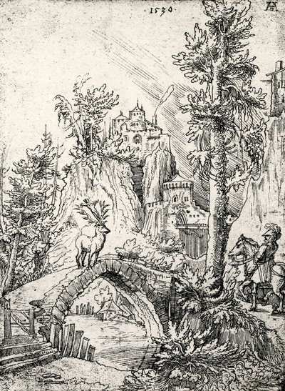 Der heilige Hubertus vor dem Hirschwunder von Wolf Huber