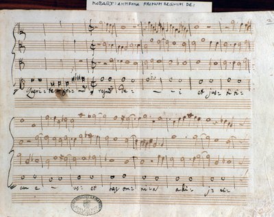 Notenblatt von Querite primum regnum Dei von Mozart zur Erlangung des Titels Accademico filarmonico (1770) von Wolfgang Amadeus Mozart