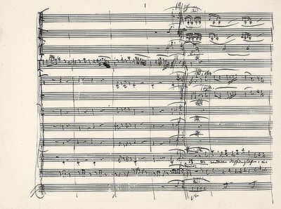 Wolfgang Amadeus Mozart (1756-1791) österreichischer Komponist. Autograph des Schlusses der Feuermusik und des Beginns des Duetts Paminas und Taminos (Wir wandelten durch Feuers Gluten) aus der Zauberflöte. 1791 von Wolfgang Amadeus Mozart
