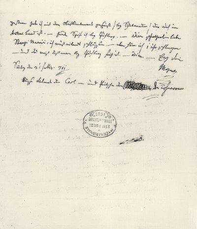 Wolfgang Amadeus Mozart (1756-1791) österreichischer Komponist. Eigenhändiger Brief an seine Frau Constanze von Wolfgang Amadeus Mozart