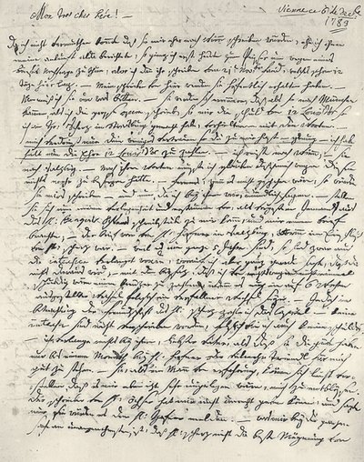 Wolfgang Amadeus Mozart (1756-1791) österreichischer Komponist. Eigenhändiger Brief an den Vater. Wien 6. Dezember 1783 von Wolfgang Amadeus Mozart