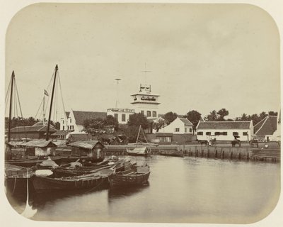 Der Ausblick am Hafenkanal in Batavia von Woodbury and Page