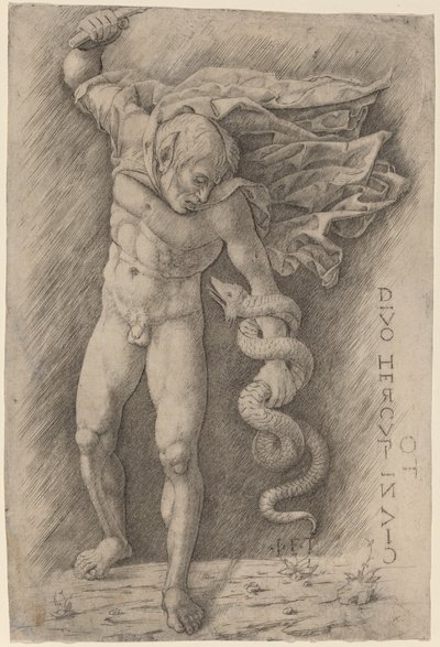 Faun kämpft mit einer Schlange von Workshop of Andrea Mantegna