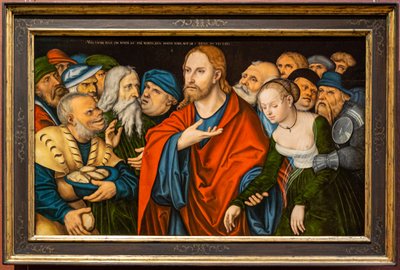 Christus und die Ehebrecherin von workshop of Lucas Cranach the Elder