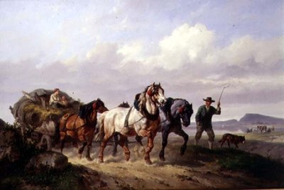 Ein Gespann von Zugpferden von Wouterus Verschuur