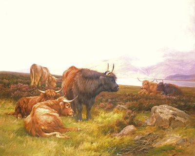 Schotten an einem See von Wright Barker
