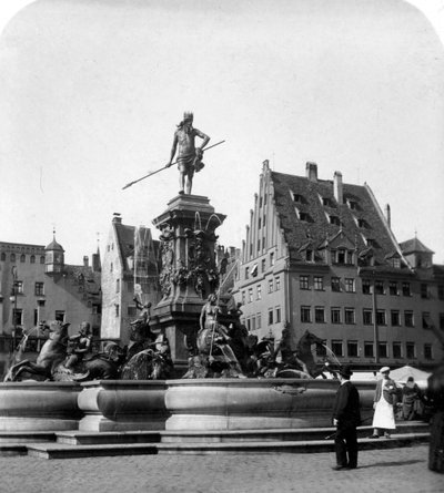 Neptunbrunnen, Nürnberg, Deutschland, um 1900 von Wurthle and Sons