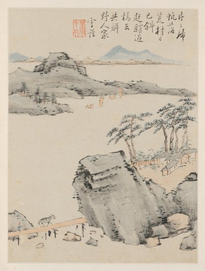 Album der saisonalen Landschaften, Blatt C vorheriges Blatt 6, 1668 von Xiao Yuncong