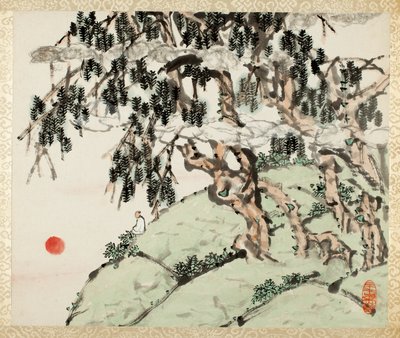 Landschaft und Figur, aus einem Album von Landschaften und Kalligraphie für Liu Songfu von Xugu