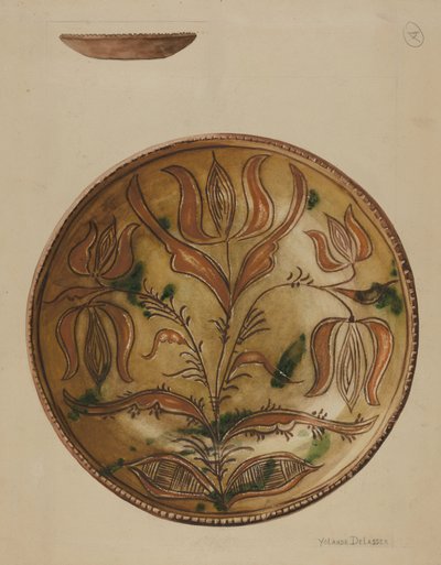 Pennsylvania Deutscher Teller, ca. 1937 von Yolande Delasser