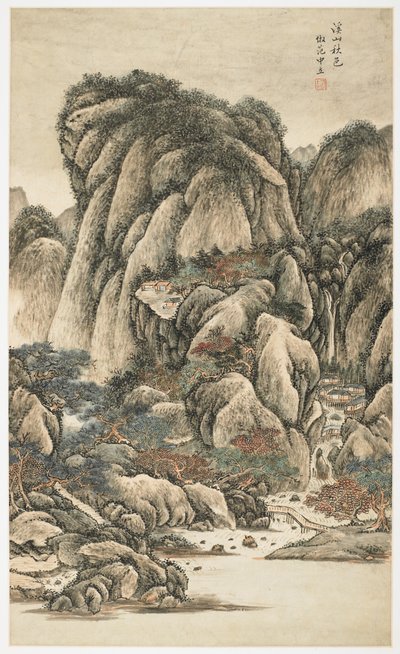 Herbstfarben zwischen Bächen und Bergen, aus einem Album mit 12 Blättern von Yongxi Jin