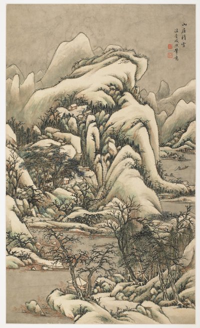 Schnee in der Bergvilla, aus einem Album mit 12 Blättern von Yongxi Jin