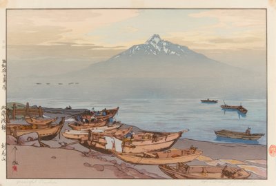 Ruhige Gewässer der Nördlichen See: der Berg Rishiri von Yoshida Hiroshi