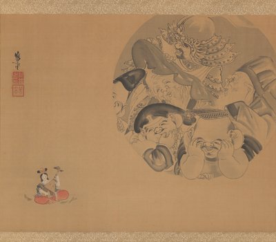 Sieben Glücksgötter (Tinte und Farben auf Seide) von Yoshimune Arai