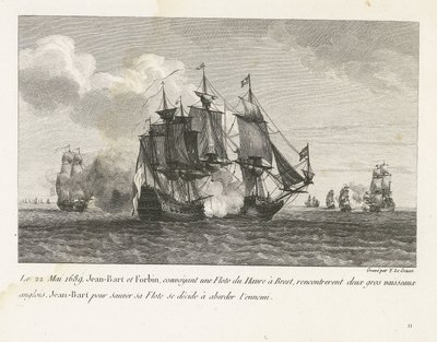 Jan Bart greift zwei englische Schiffe an, 1689 von Yves Marie Le Gouaz