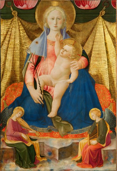 Madonna der Demut mit zwei musizierenden Engeln, ca. 1450 von Zanobi Strozzi