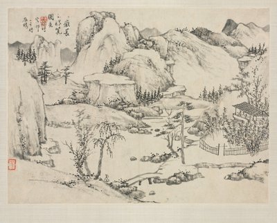 Landschaftsalbum in verschiedenen Stilen: Landschaft des Mt. Changbai nach Huang Gongwang, 1684 von Zha Shibiao