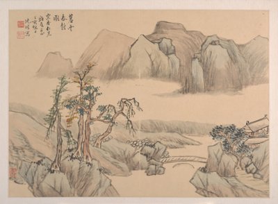Landschaft, datiert 1827 von Zhuo Shen