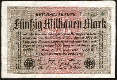 50 Millionen Mark Banknote, Deutschland von . .