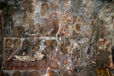 Abnahme Christi vom Kreuz, Fresko in der Kirche Agios Nikolaos, Elenes, Kreta, Griechenland von Georg Carl Heinrich Dollmann